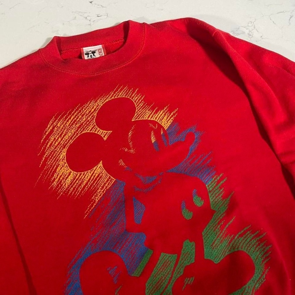 Vintage 90s Disney Designs Mickey Mouse‎ Rainbow Sketch Sweatshirt Made in USA